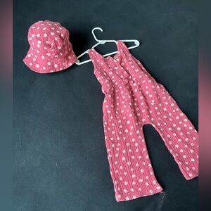 Pink Floral Jumpsuit and Hat Set